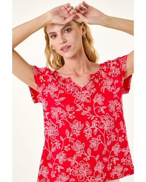 Roman Textured Print V-Neck Vest Top