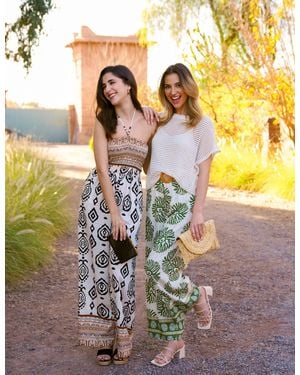 Blue Vanilla Printed Elasticated Trousers - Green