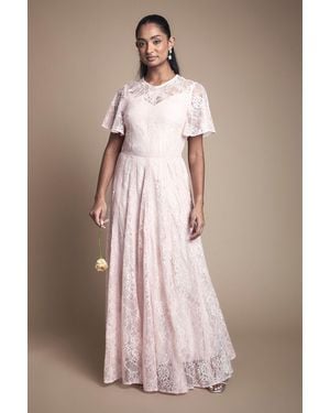 Oasis Angel Sleeve Lace Bridesmaid Dress - Natural