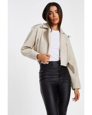 Quiz Cropped Biker Jacket - Multicolour