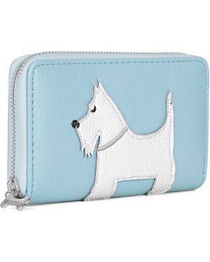 Woodland Leathers Rfid Purse – Scottie Dog Zip Around Wallet - Blue