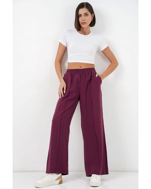 Bigdart Wide Leg Trousers With Elastic Waist - Red