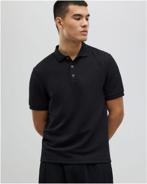 River Island Polo Shirt Slim Fit Textured - Black
