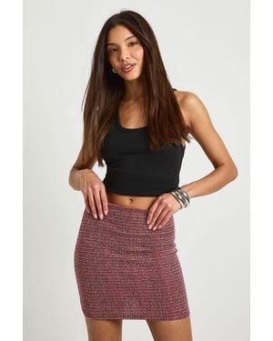 Boohoo Glitter Dogtooth Mini Skirt - Red