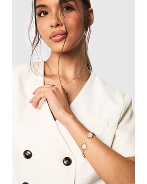 Boohoo Enamel Embellished Flower Detail Bracelet - Brown