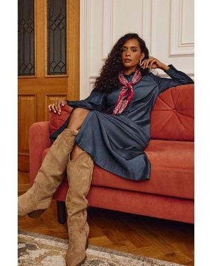 Wallis Denim Look Maxi Shirt Dress - Multicolour