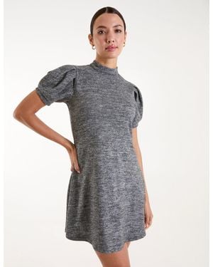 Blue Vanilla Puff Sleeve Smock Dress - Grey