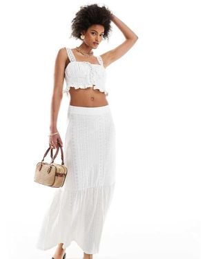 Jdy Tall Tiered Pointelle Maxi Skirt - White