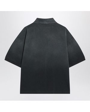 McQueen Faded Effect Polo Shirt - Black