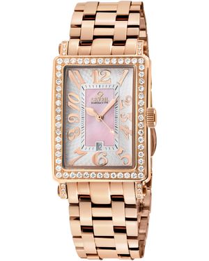 Gevril Ave Of Americas Mini Swiss Quartz Diamond Case, Mop Dial Watch - Natural