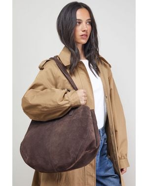 Oasis Jas Suede Tote Bag With Multi Handles - Brown