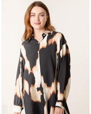 Blue Vanilla Abstract Cow-Print Shirt - Black