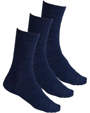 Steve Madden Dames Alpaca Wol Sokken | 3 Paar Multipack Winter Warme Sokken - Marine - Blauw