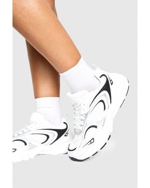 Boohoo Sports Panelled Chunky Trainers - White