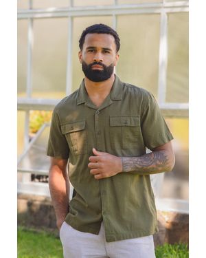 Brave Soul 'Mikita' Short Sleeve Shirt Cotton - Green