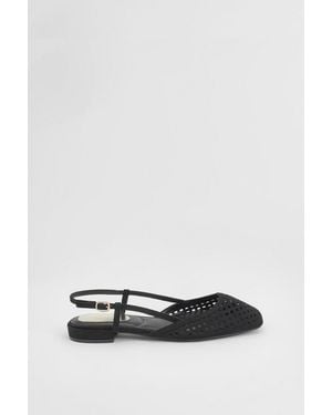 Oasis Angie Faux Suede Cutout Sling Back Flat Shoes - Black
