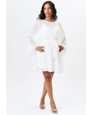 Gini London Long Sleeve Chiffon Foil Mini Dress - White