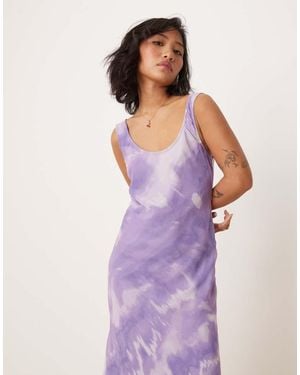 ASOS Design Chiffon Scoop Neck Midi Slip Dress - Purple