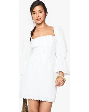 Boohoo Hook & Eye Corset Dress - White