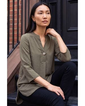 Roman Button Detail Top - Grey