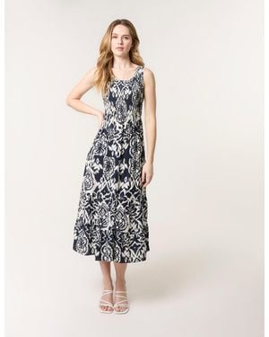 Blue Vanilla Shirred Sleeveless Midi Dress - White