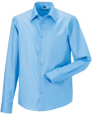 Russell Collection Long Sleeve Tailored Ultimate Non-Iron Shirt (Bright Sky) - Blue