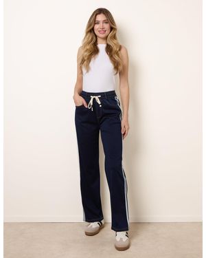 Blue Vanilla Side Stripe Jeans With Drawstring - Blue