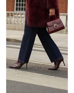 Quiz Faux Leather Buckle Ankle Boots - Red