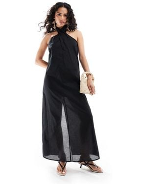 EDITED Halterneck Drop Back Midaxi Dress - Black