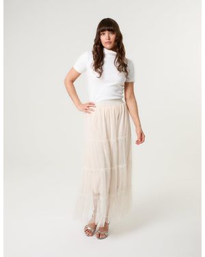 Blue Vanilla Long Layered Skirt - Natural