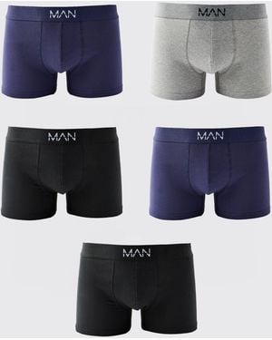 BoohooMAN 5 Pack Mixed Colour Trunks - Blue