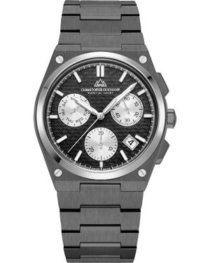 Christophe Duchamp Panda Logo Textured Dial With & Case And Strap - Metallic