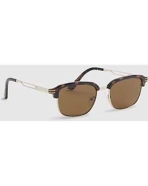 River Island Square Sunglasses Tortoise Clubmaster Metal - Blue