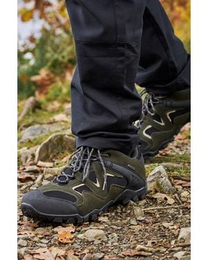 Mountain Warehouse 'Curlews' Walking Shoes Rubber Outsole Waterproof Everyday Footwear Synthetic Leather - Green