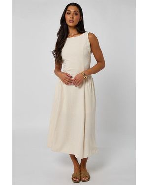 Urban Bliss Linen-Look Sleeveless Smock Dress - White