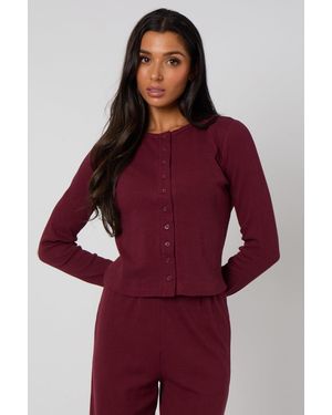 Urban Bliss Long Sleeved Button Front Top - Red