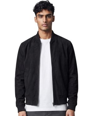 Infinity Leather Goat Suede Ma-1 Bomber Jacket-Antalya - Black