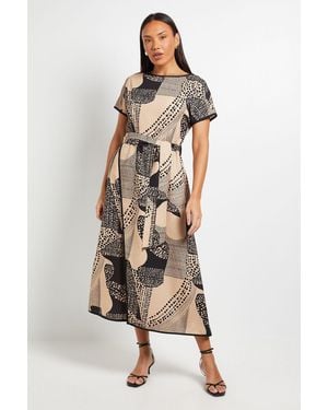 PRINCIPLES Abstract Belted Midi Dress - Black