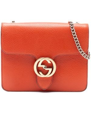 Gucci Pre-Owned Small Dollar Calfskin Interlocking G Crossbody - Red