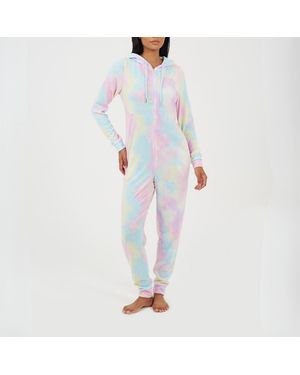 Brave Soul Tie Dye Slim Fit Onesie With Back Embroidery - Multicolour