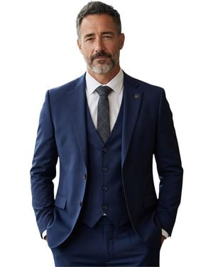 TruClothing Navymens 3 Piece Formal Classic Business Workwear Suit - Blue