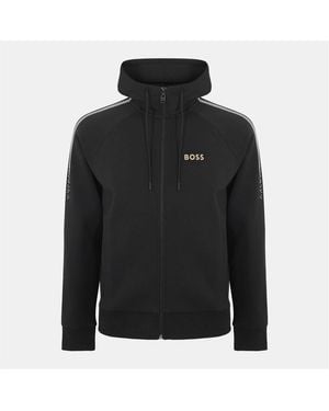 BOSS Zip Neck Raglan Sleeve Sweatshirt - Black