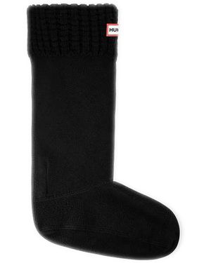 HUNTER Original Waffle Cuff Tall Boot Socks - Black