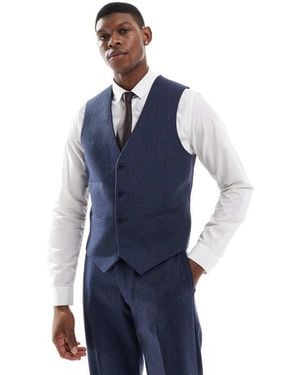 ASOS Slim Suit Waistcoat With Wool - Blue