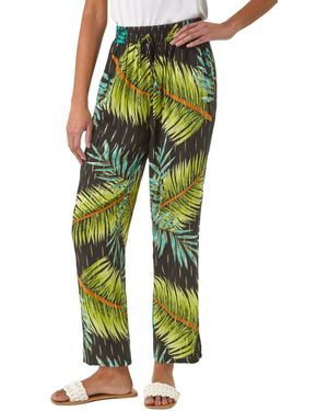 Roman Shimmer Palm Print Harem Trouser - Green
