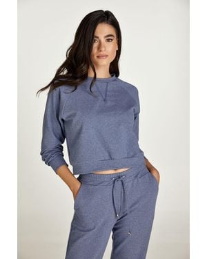 Conquista Gewatteerd Indigo Gemêleerd Sweatshirt - Blauw
