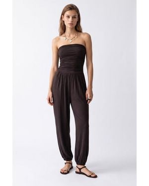 MixRay Strapless Shirred Knit Jumpsuit - Blue