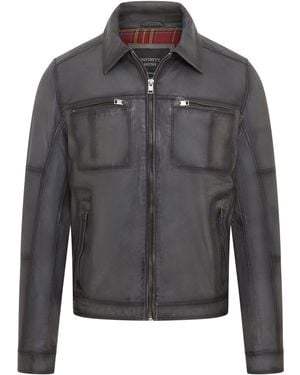 Infinity Leather Classic Biker Jacket - Grey