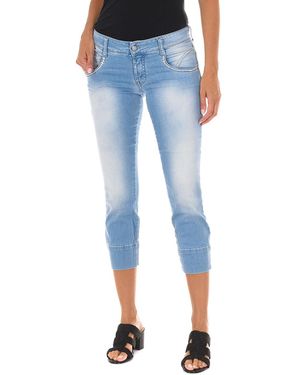 Met Worn-Effect Pirate Trousers Made Of Elastic Fabric 10Db50294 - Blue