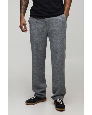 BoohooMAN Relaxed Fit Half & Half Waistband Tweed Trousers - Grey